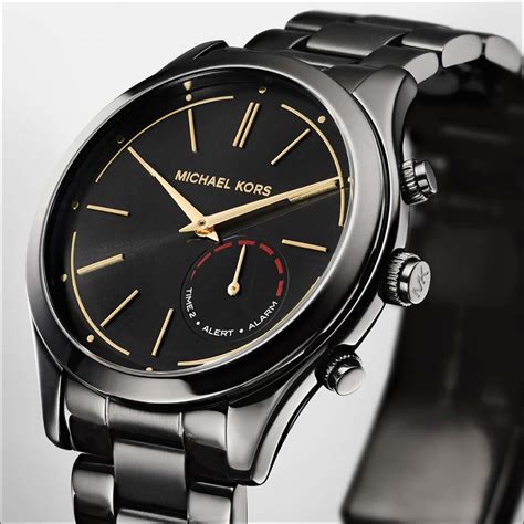 michael kors slim runway hybrid smartwatch|michael kors men's watches black.